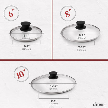 Cast Iron Skillet Set - 6"+8"+10"-Inch + Glass Lids + Silicone Handle Holder Covers - Pre-Seasoned Frying Pan - Oven Safe Cookware - Indoor/Outdoor Use - Grill, BBQ, Stovetop, Induction Safe