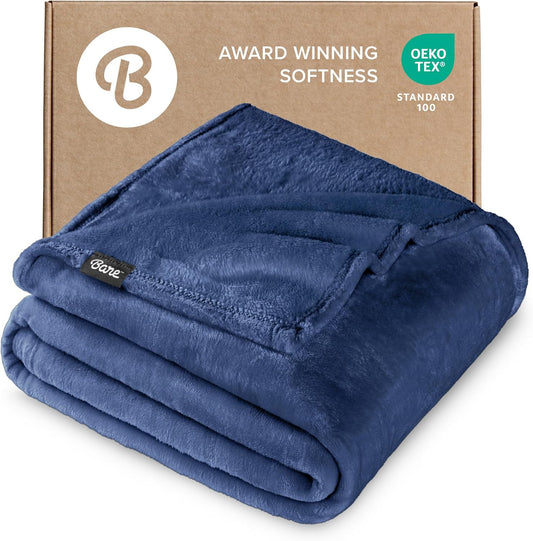 Microplush Fleece Blanket - King Blanket - Dark Blue - Lightweight Soft Blanket for Bed, Sofa, Couch, Camping, and Travel - Ultra Soft Warm Blanket (King, Dark Blue)